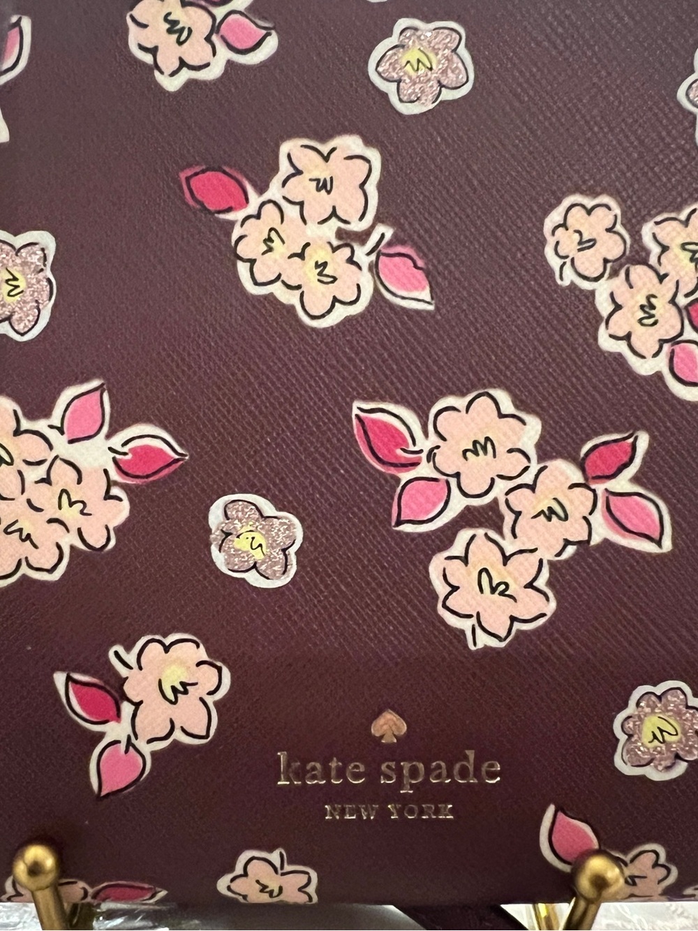 Kate Spade Floral Crossbody Wallet On Chain Burgundy Pink Boutique Luxury - Picture 4 of 12